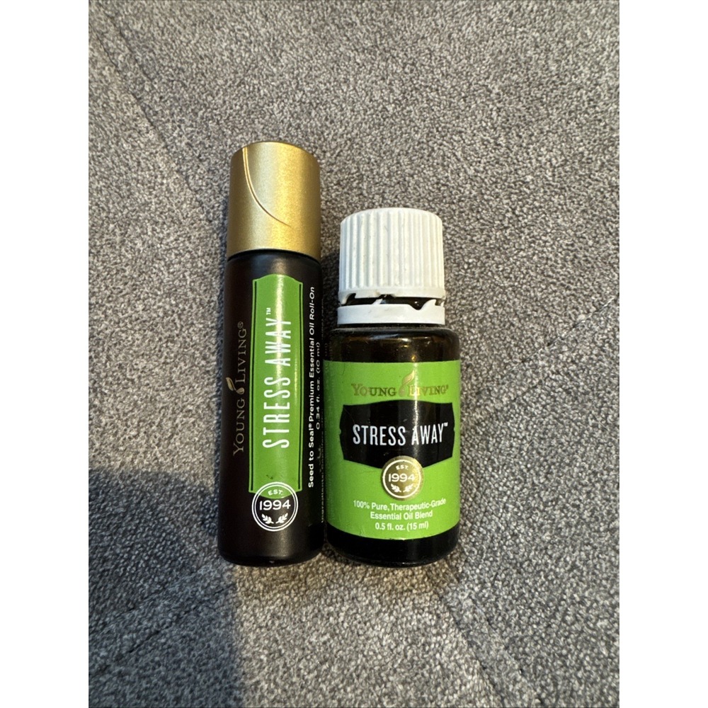 Young Living Essential Oil -Stress Away-15ml and 10ml Roll On-Used- Almost full